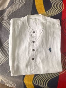 White Linen Redtape Short Kurta Cum Shirt