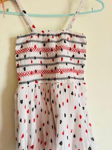 White Heart Print top with adjustable strap