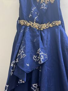 Blue Gown With Golden Handwork