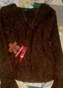 Stylish Brown Knit Sweater