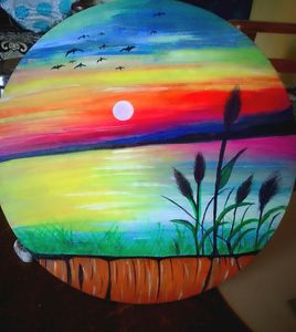 Sale 🤩 Wood MDF Acrylic Sunset Painting
