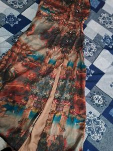 Vintage Print Maxi Dress