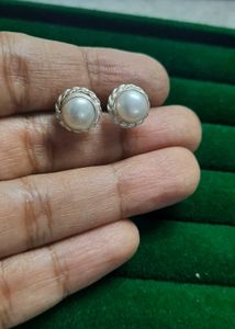 92.5 Silver Pearl Stud Earrings