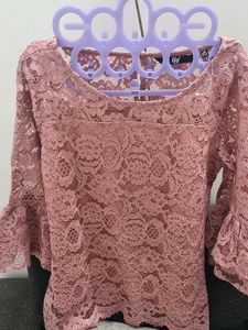 FigLace Round-Neck Top with Slip