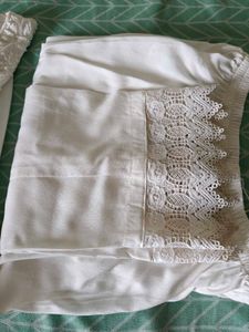 Elegant White Suit With Sequence &amp; Cutwork Paint
