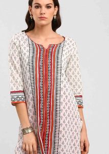 Self Print Kurti Cotton Long Office College Wear