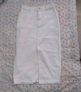 White Denim Midi Skirt