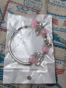 Pink Charm Bangle Bracelet