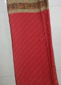 Checks And Red Saree Combo
