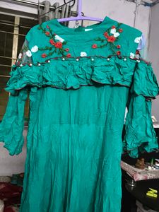 Green Embroidered Dress