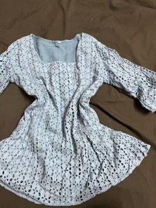 Light Blue Eyelet Top worn once
