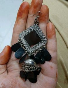 Trendy Boho Oxidised Mirror Jhumka Earrings 🖤