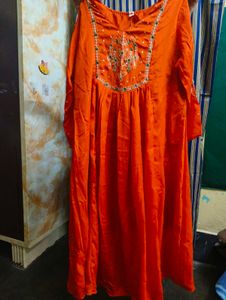 Orange Embroidered Kurta