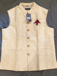 XXL - Printed Beige Nehru Jacket