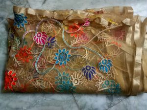 Golden Floral Print Dupatta..
