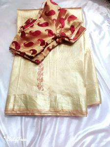 Golden Tissue Saree With Blouse
