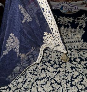 Elegant Navy Blue Embroidered Anarkali