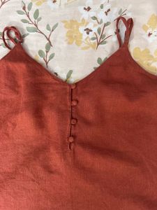 🧶Rustic Orange Button-Front Tank Top🧶