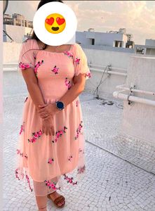 Peach Floral Embroidered dress
