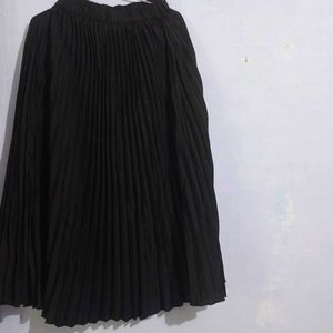 Black Pleated Midi Skirt