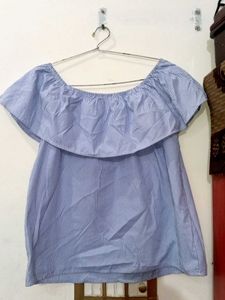 Blue  Off-Shoulder Top