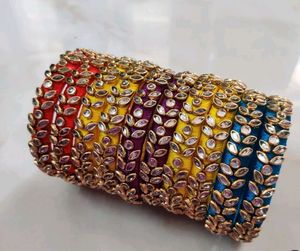 5 Sets Of Silk Bangles Combo Offer Bangle