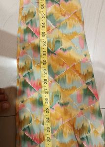 Yellow Multicolour Co Ord With Stylish Belt