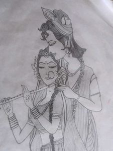 Krishna Painting+ Sketch(Radha Krishn