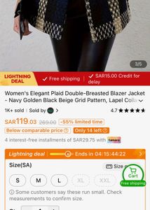 Navy Golden Black Beige Grid Pattern jacket