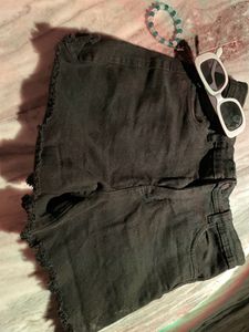 Black Denim Shorts