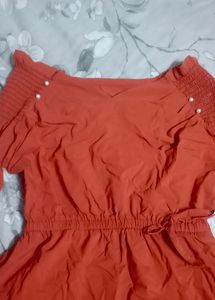 dusty Orange Colour Top For Women Peplum To