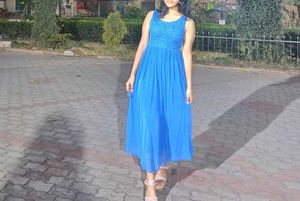 Blue Sequenced Party Wear Gown