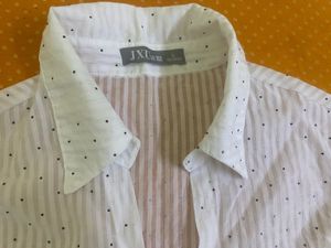 White Striped Sheer Shirt Fits S/M