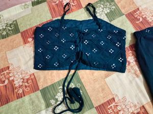 Teal Embellished Palazzo Set