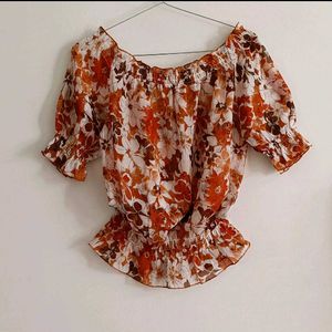 Off Shoulder Floral Top 🧡💐