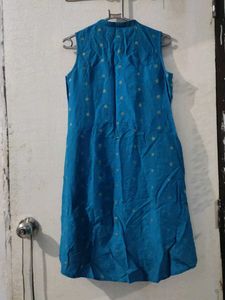 Festive Blue Polka Dot Ethnic Kurti