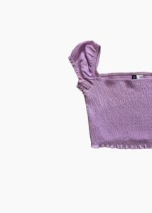 pink smocked square neck top