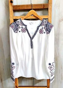Embroidered White Top size-44