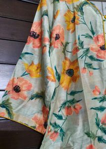 Women Mint Green Colour Floral Printed Kurta Set