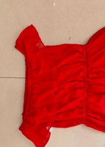 Red Off-Shoulder Tiered Maxi Dress