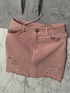Pink Denim Mini Skirt