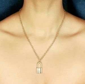 Gold Lock Pendant Necklace