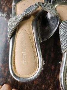 Silver Beaded Thong Sandals