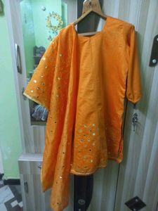 Orange Embroidered Kurta Set