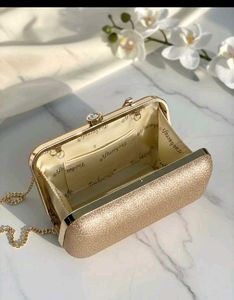 Sparkling Gold Clutch with Chain