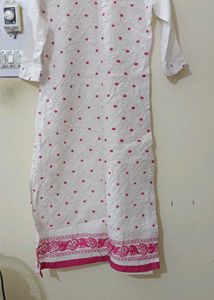 White & Pink Kurta set