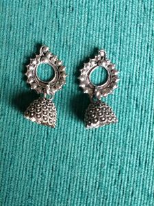 Silver Tone Jhumka Earrings