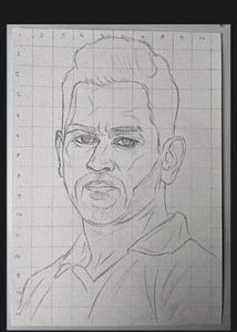 MS Dhoni Outline Drawing