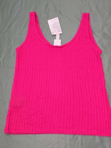 Fuchsia Pink Buttoned Tank Top