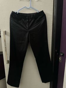 Jet Black Satin Straight Fit Trouser Pant